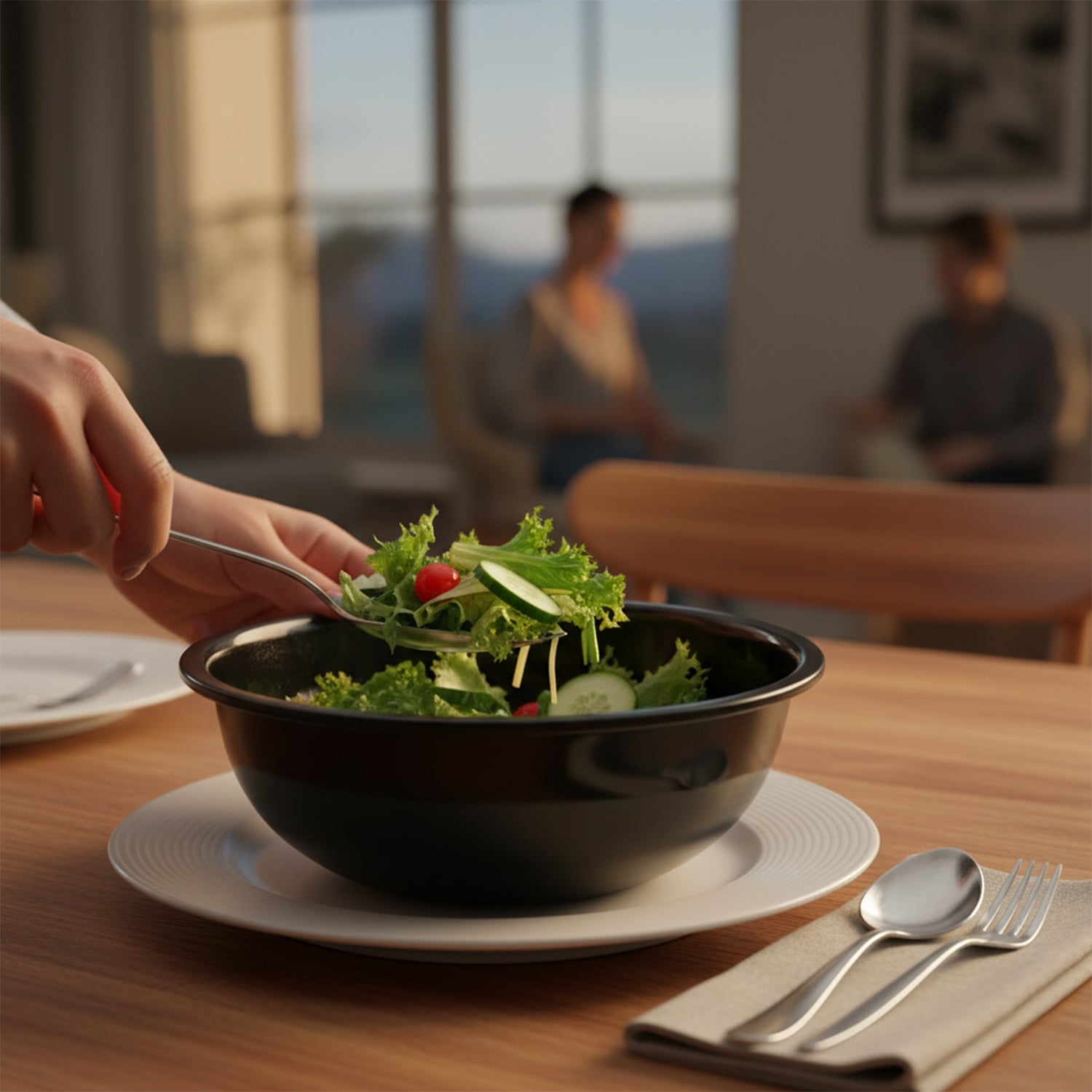 black plastic serving bowl 6 inch round deep