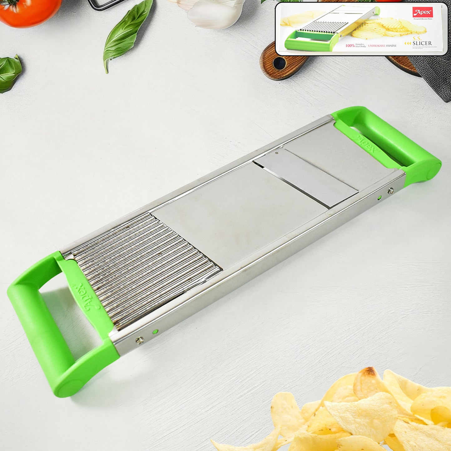 vegetable slicer 33 cm stainless steel with dual blades