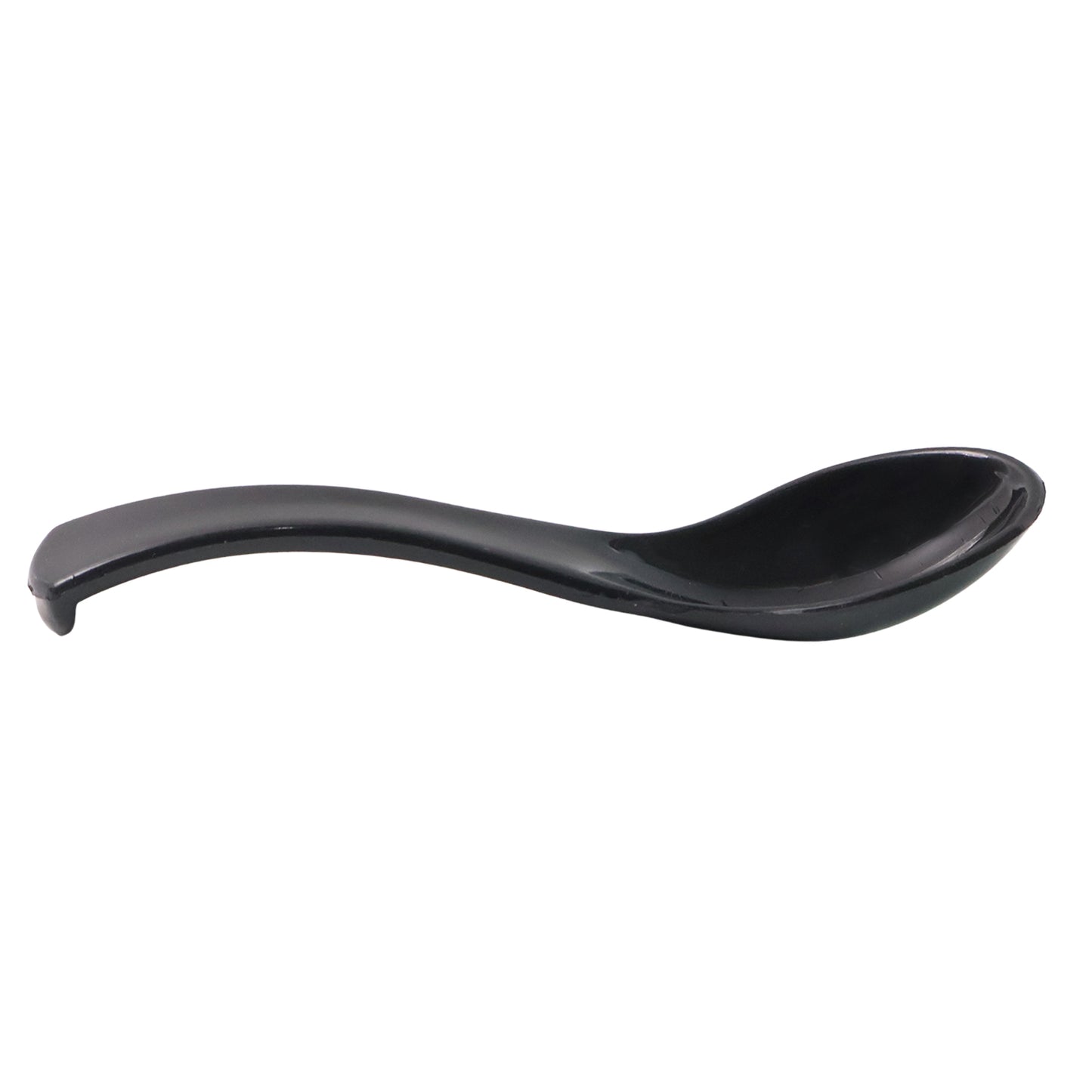 black plastic soup spoon 14 cm with deep bowl