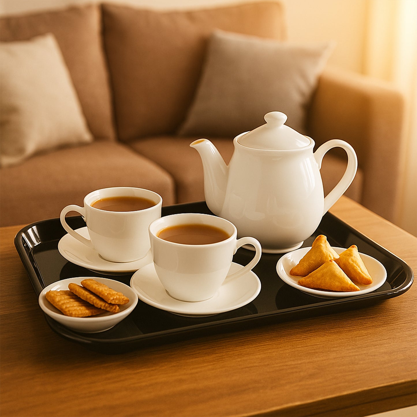 plastic serving tray black 40 by 30 cm