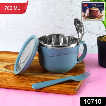 insulated soup noodle bowl 700 ml with airtight lid and utensils