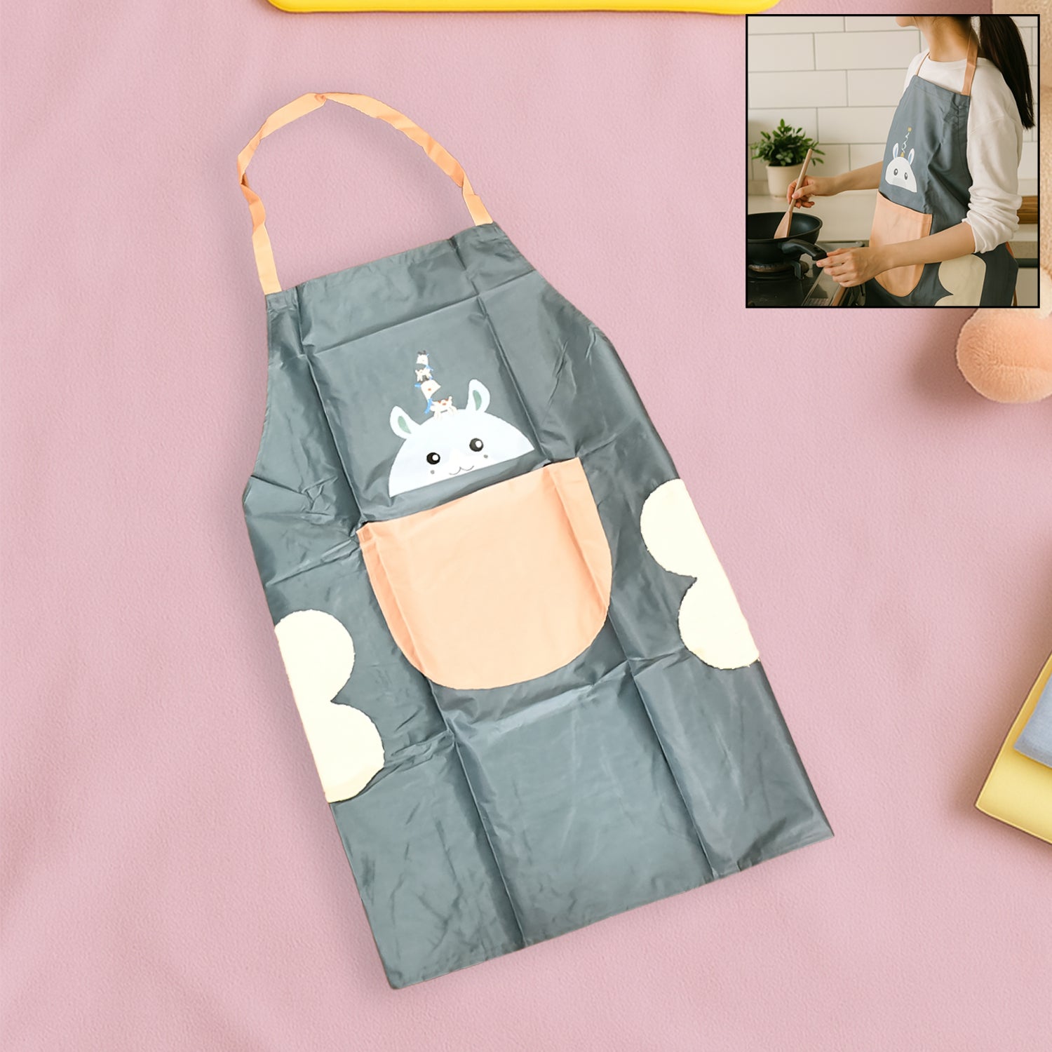 cartoon kitchen apron with front pocket