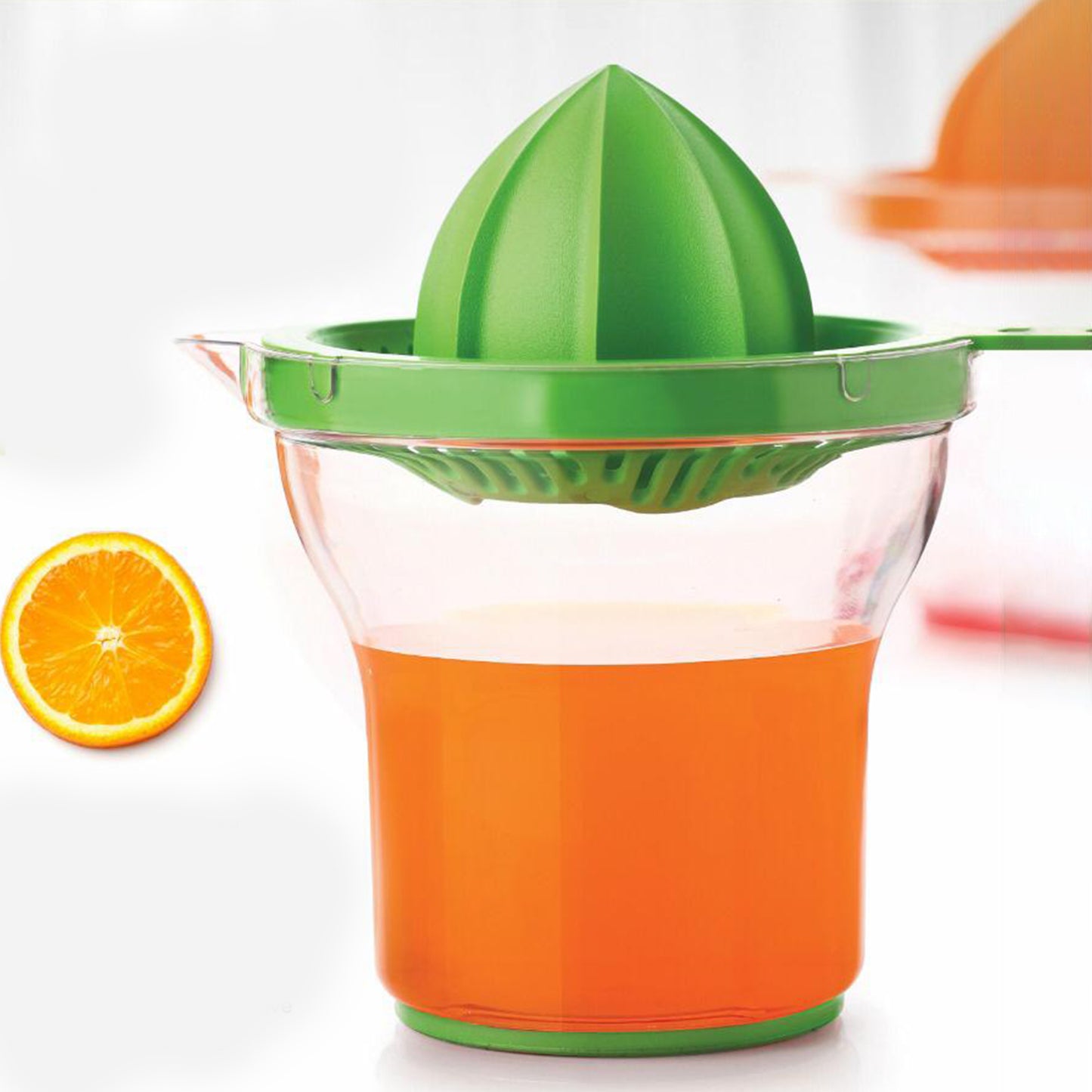 manual citrus juicer with bpa-free plastic and transparent juice collector 14 cm