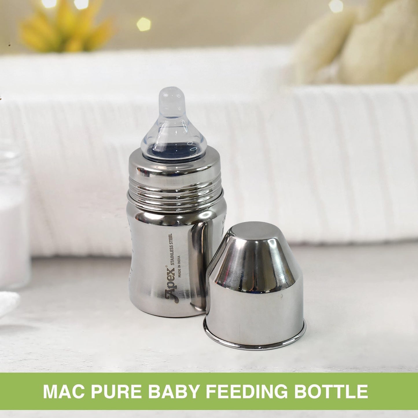 Apex Premium Stainless Steel Baby Feeding Bottle (125 Ml  1 Pc)