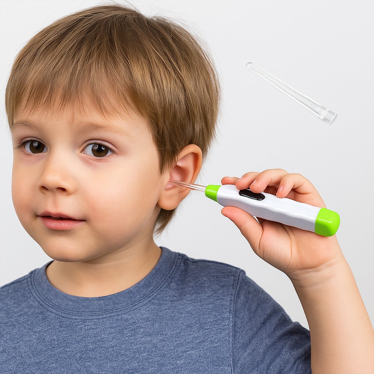 abs plastic led flashlight earpick with interchangeable transparent ear wax removal heads pack of 1