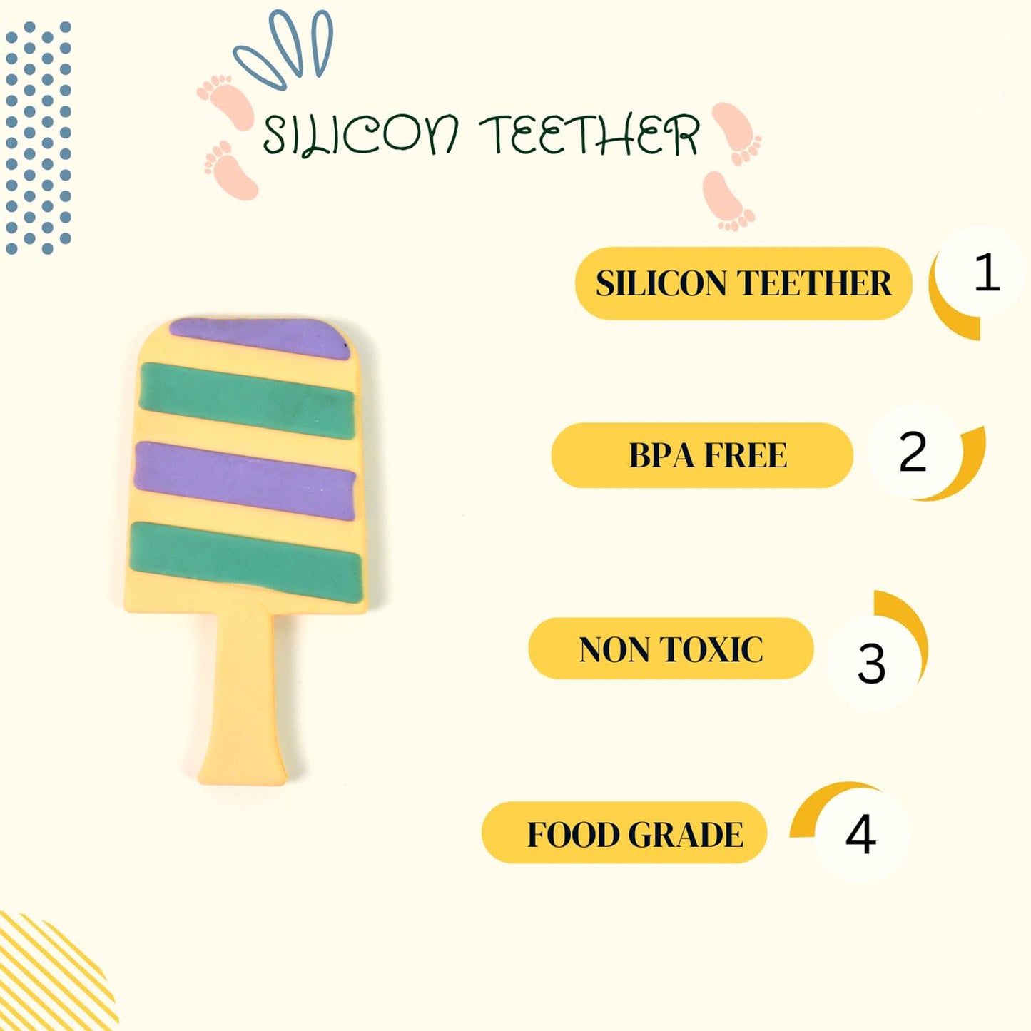 food grade silicone candy shape teether for baby 1 pc