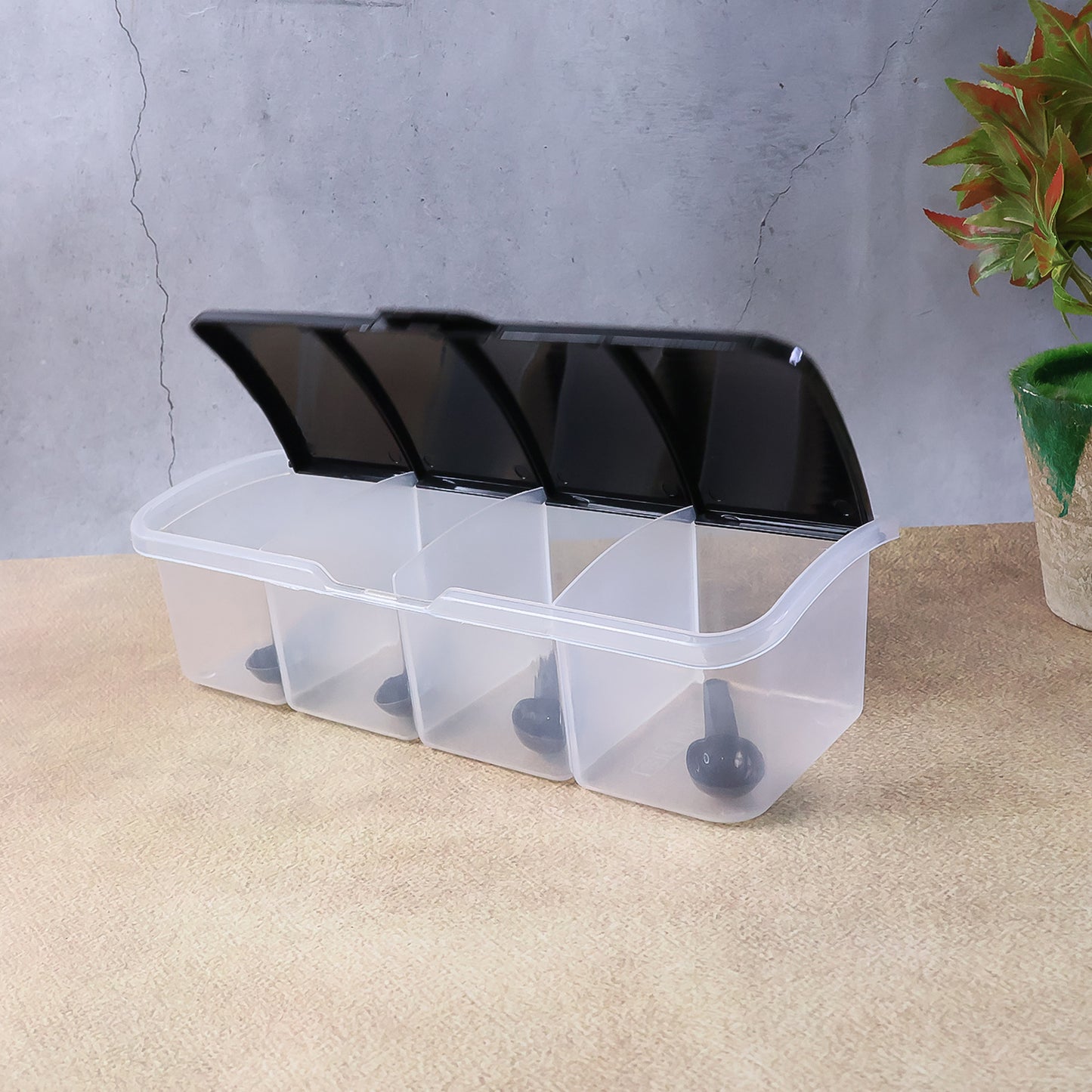 multipurpose air-tight 4 sections storage container 23 cm for kitchen