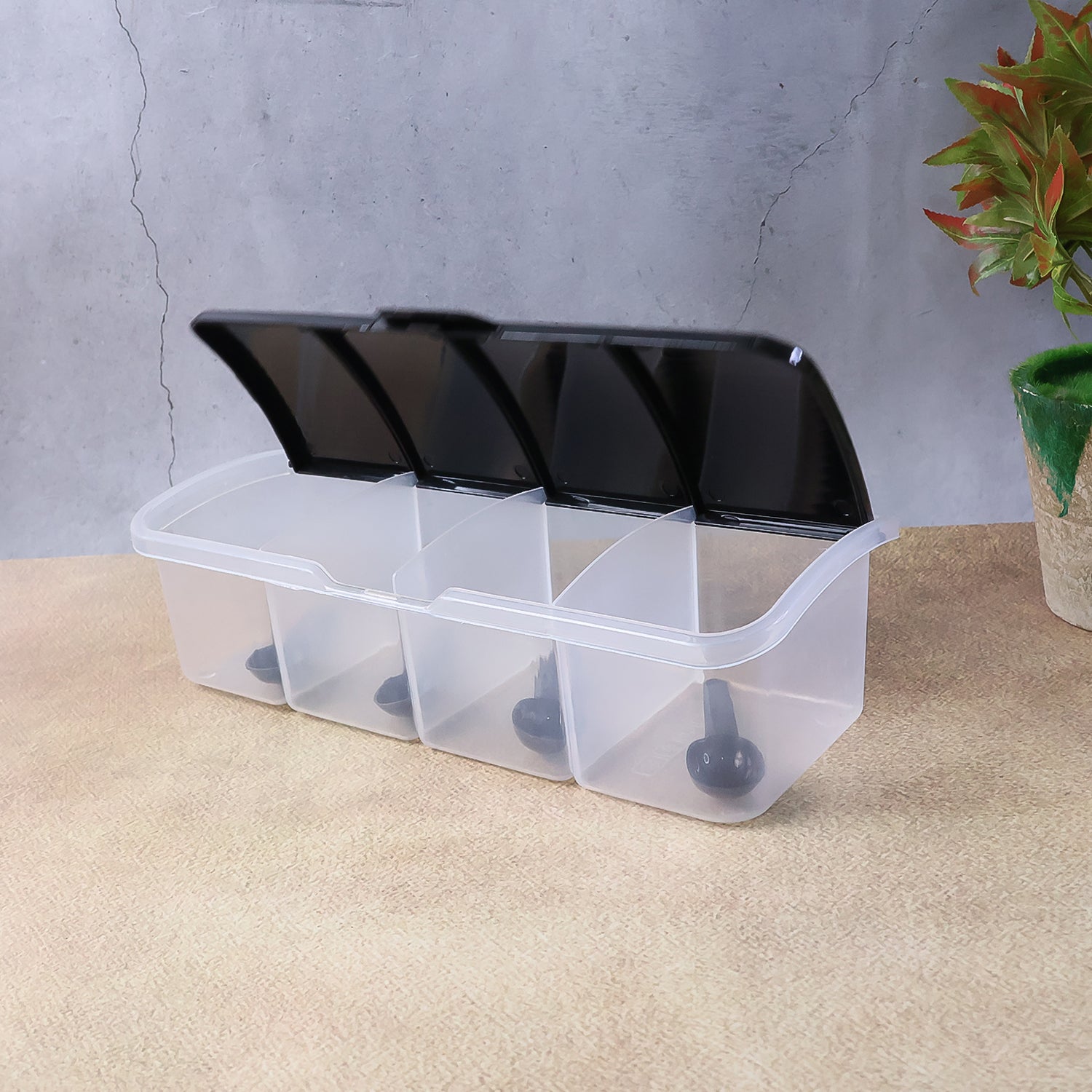 multipurpose air-tight 4 sections storage container 23 cm for kitchen