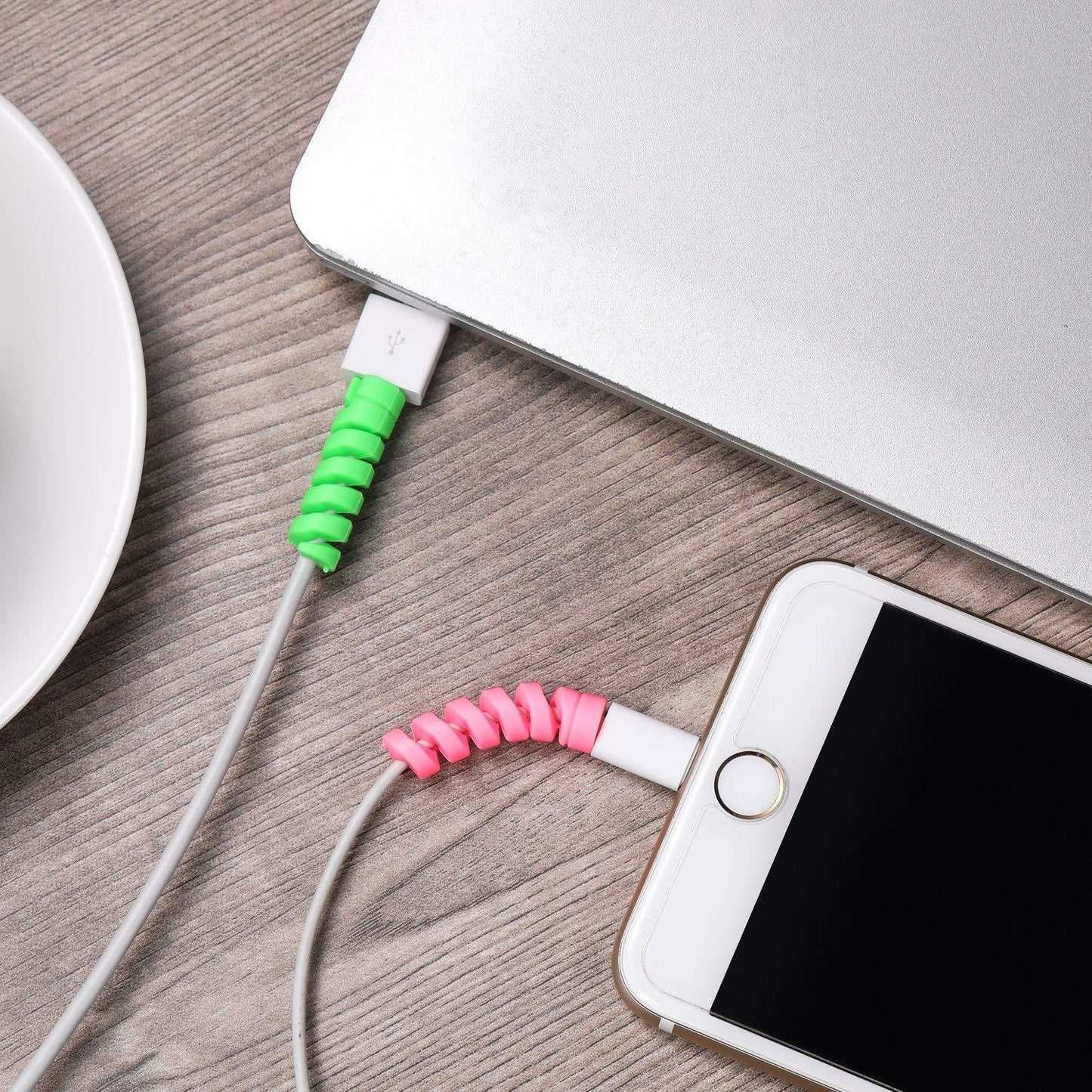 silicone spiral cable protector for charging cords pack of 10