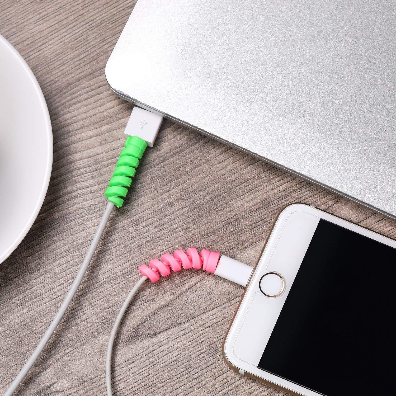 silicone spiral cable protector for charging cords pack of 10