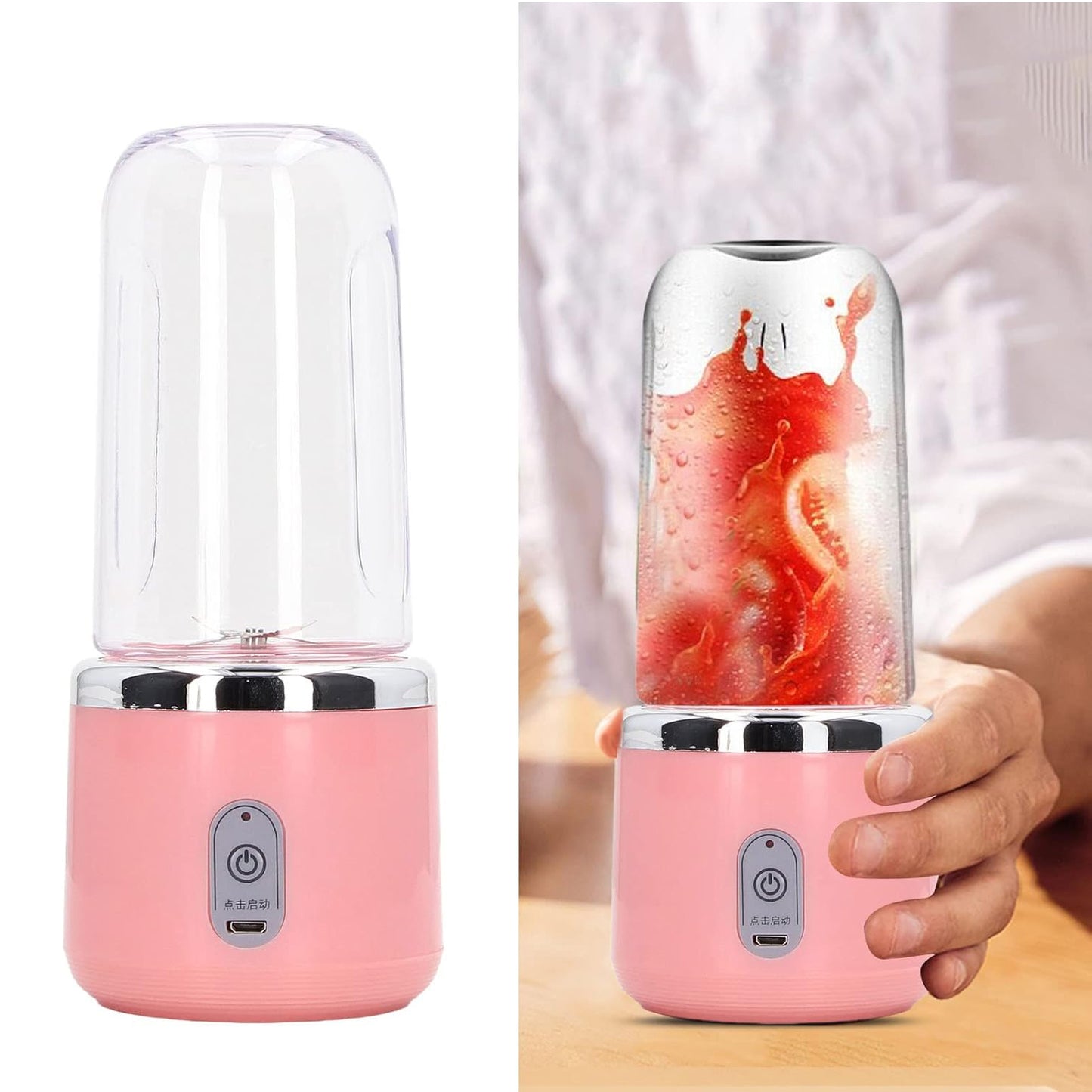 portable small juicer blender with 520ml capacity and water bottle pack of 2