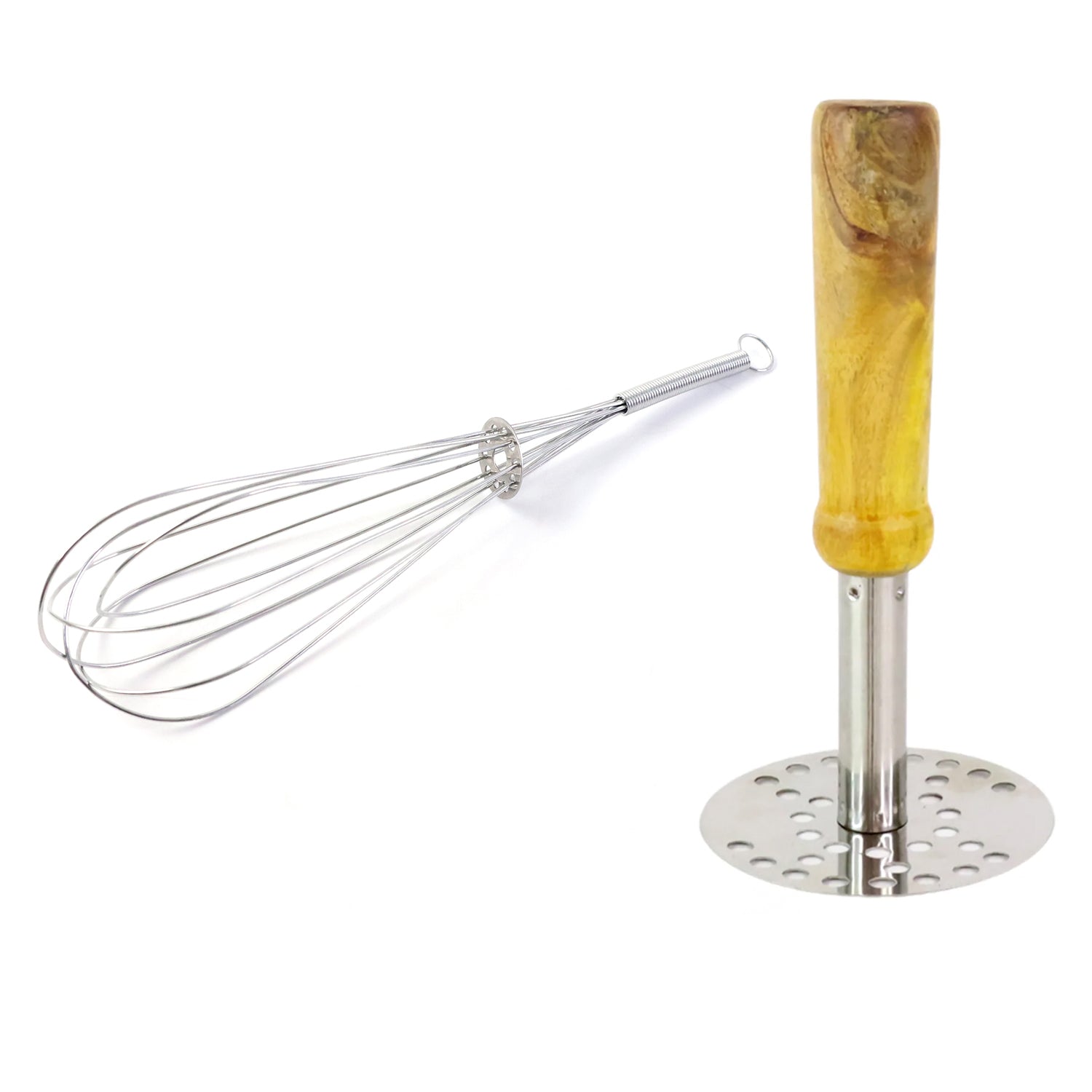 stainless steel whisk and pav bhaji masher combo pack of 2