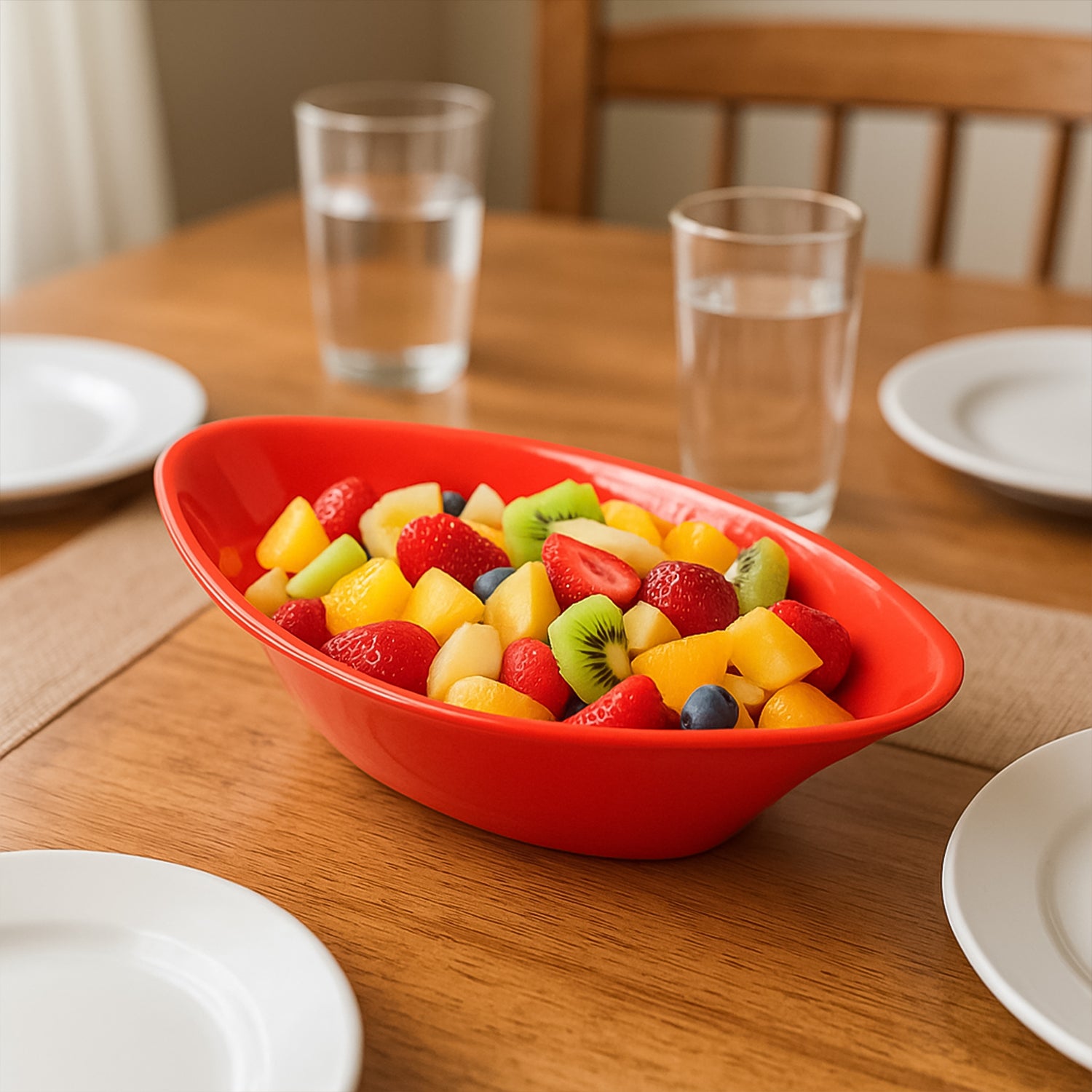 serving bowl 22 cm plastic red oval deep pack of 1