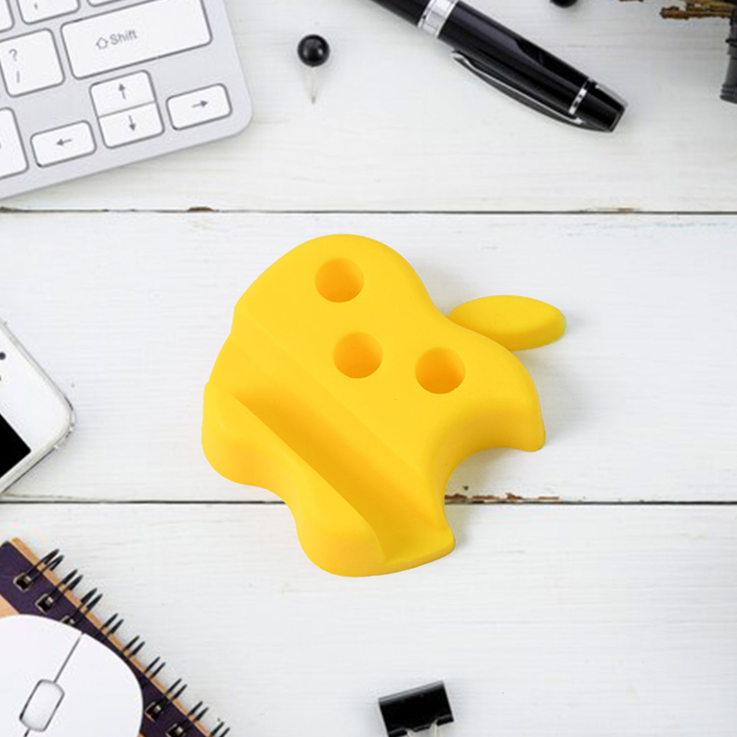 plastic apple-shaped mobile stand with pen holder pack of 1