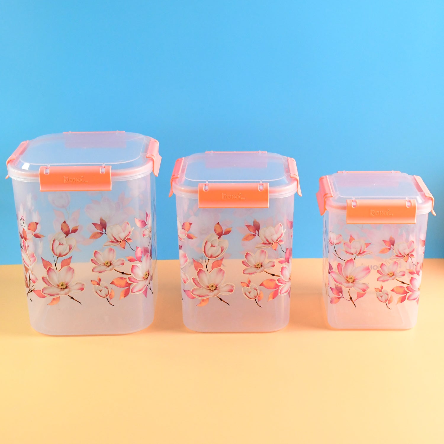 airtight storage containers 2.8 l 4.5 l 6.9 l bpa-free plastic pack of 3