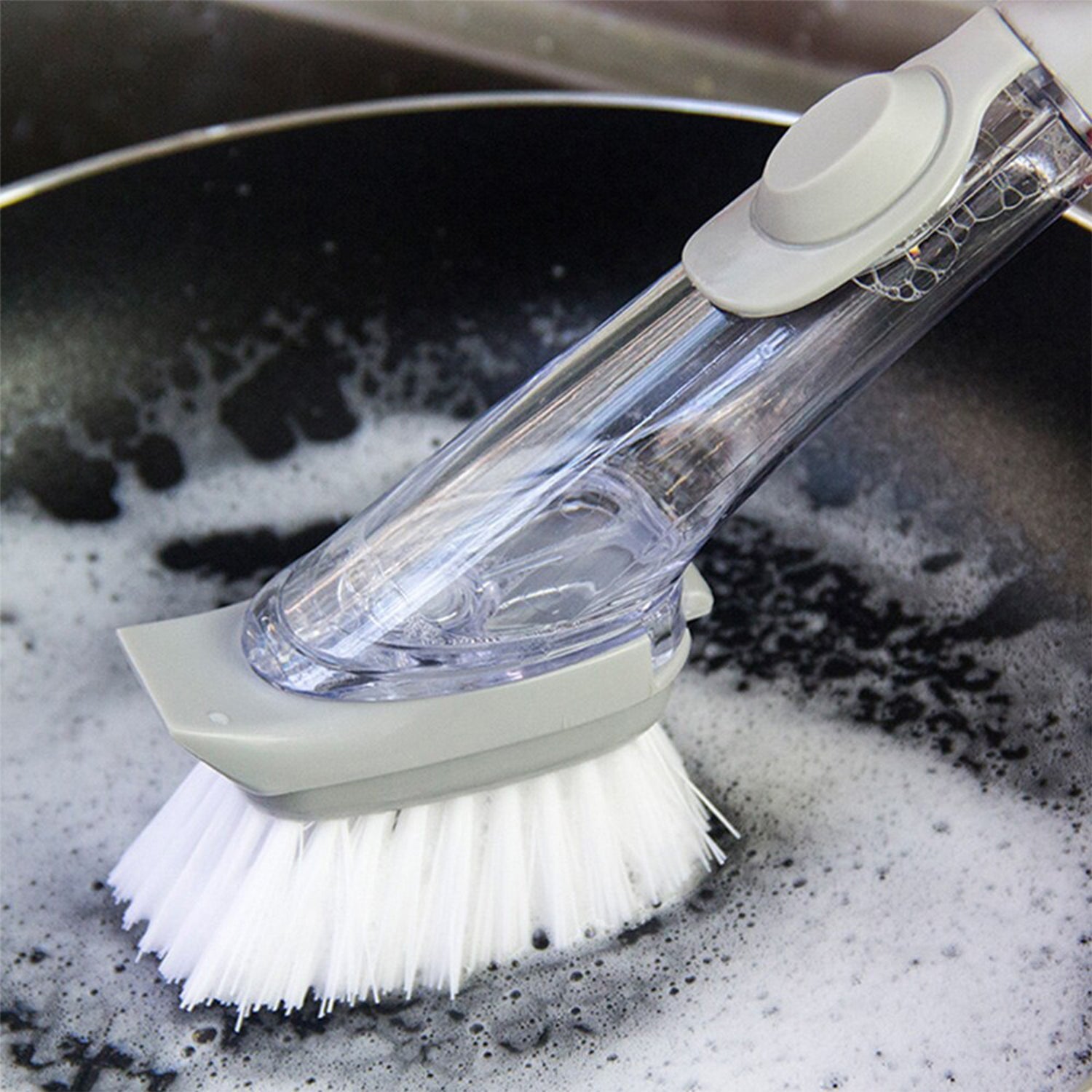 2-in-1 dishwashing brush 26 cm with long handle for kitchen cleaning