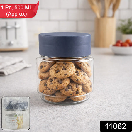 Airtight Transparent Kitchen Storage Jar With Secure Lid (1 Pc  500 Ml Approx)
