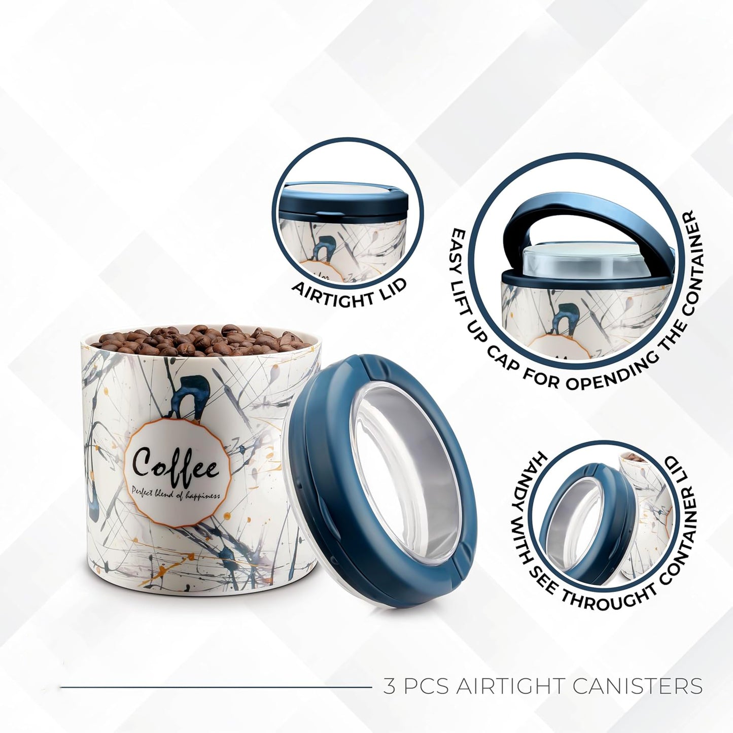 multipurpose plastic storage container set of 3 for kitchen use with airtight lids