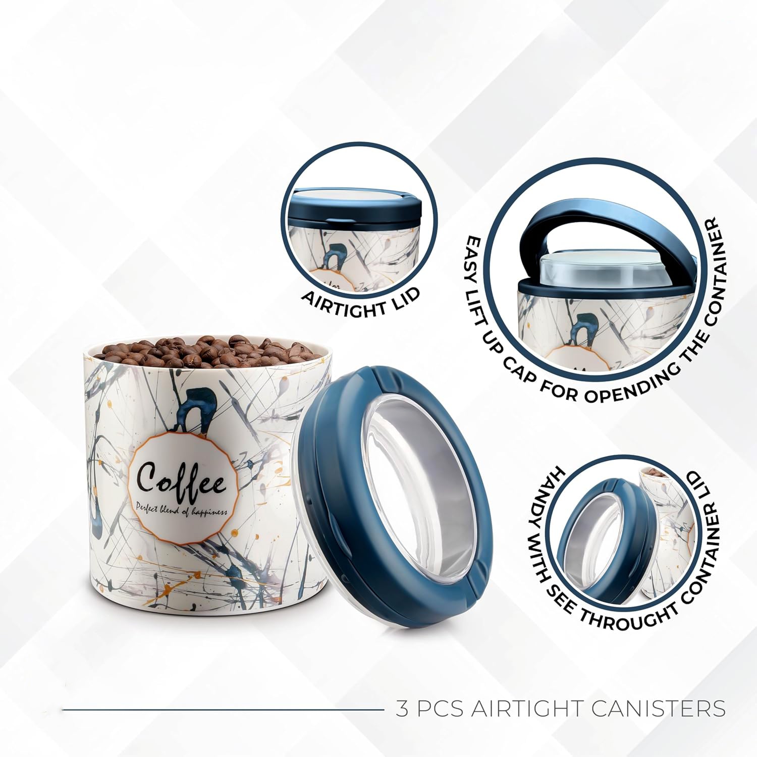 multipurpose plastic storage container set of 3 for kitchen use with airtight lids