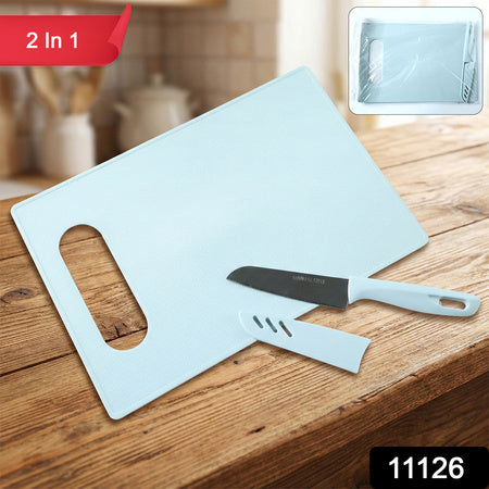 2-in-1 kitchen chopping board with knife set for food preparation