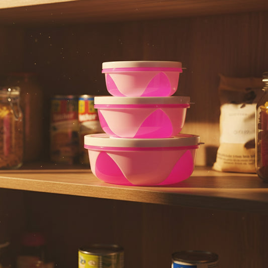 plastic storage containers set of 3 with leak-proof lids for kitchen