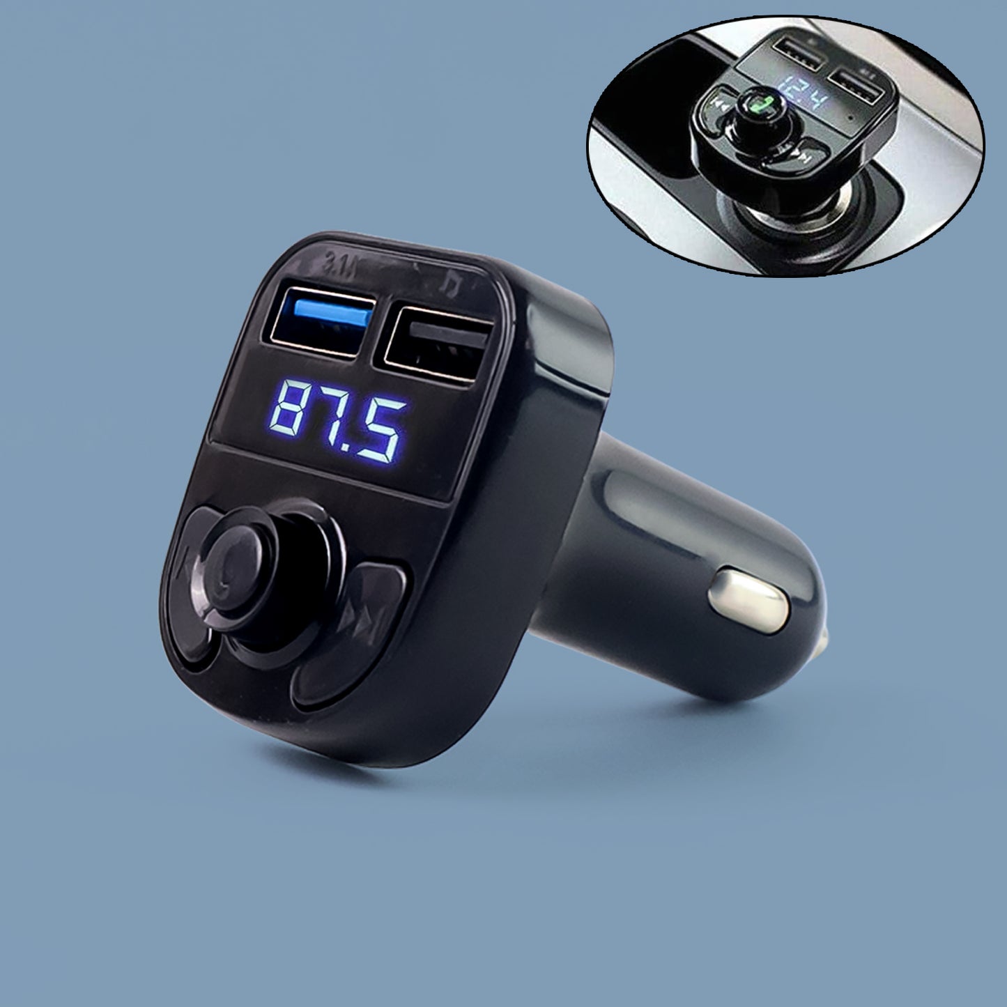 bluetooth fm transmitter kit with 3.1a quick charge dual usb for car pack of 1