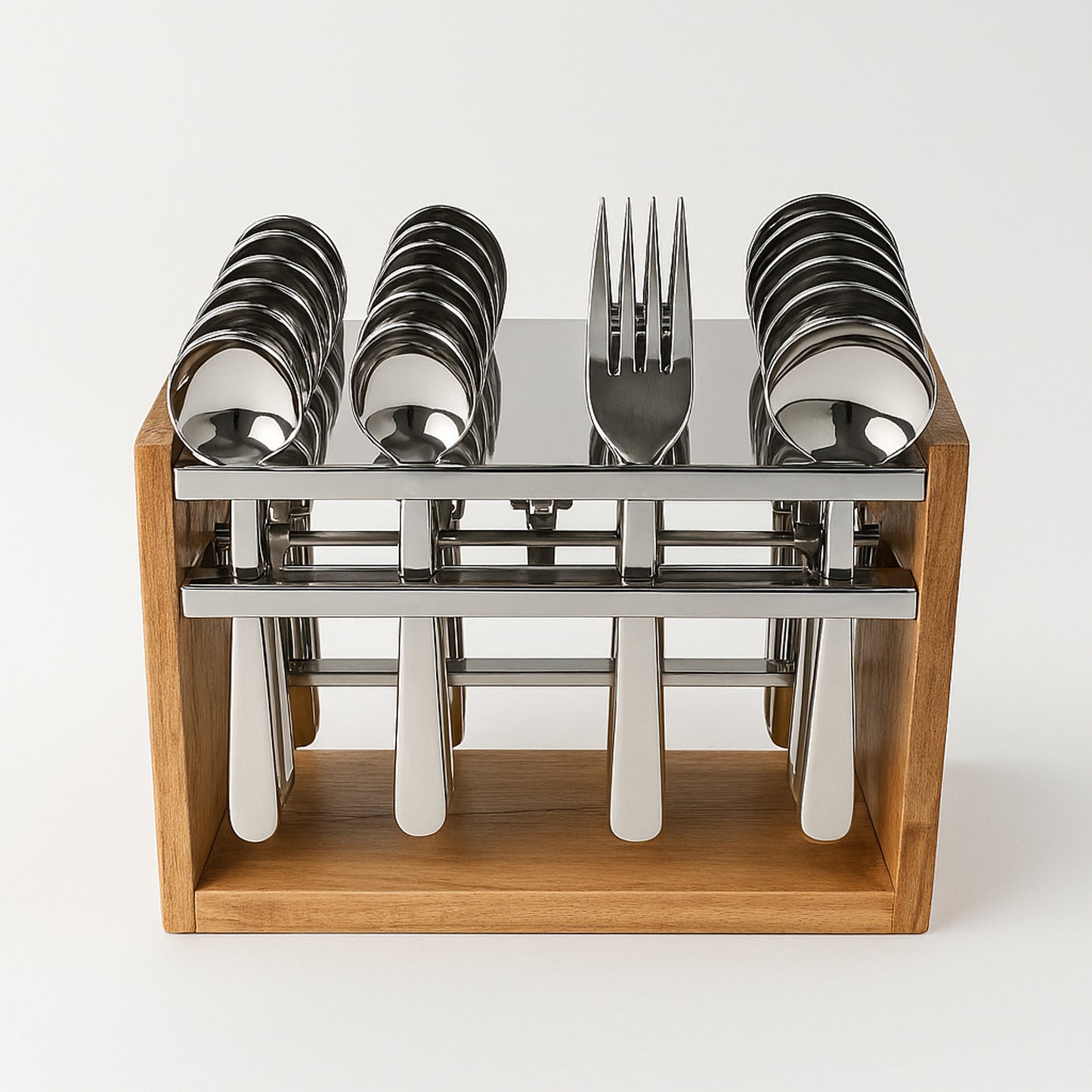 stainless steel cutlery set 24 pc with wooden stand