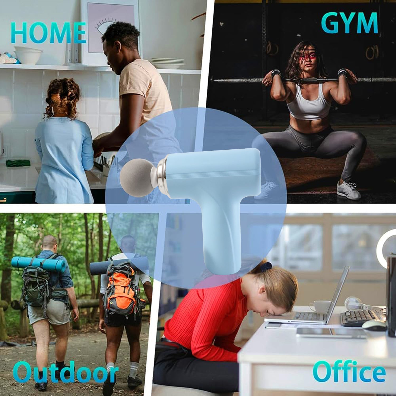 compact electric vibrating massage gun with multiple interchangeable heads pack of 1