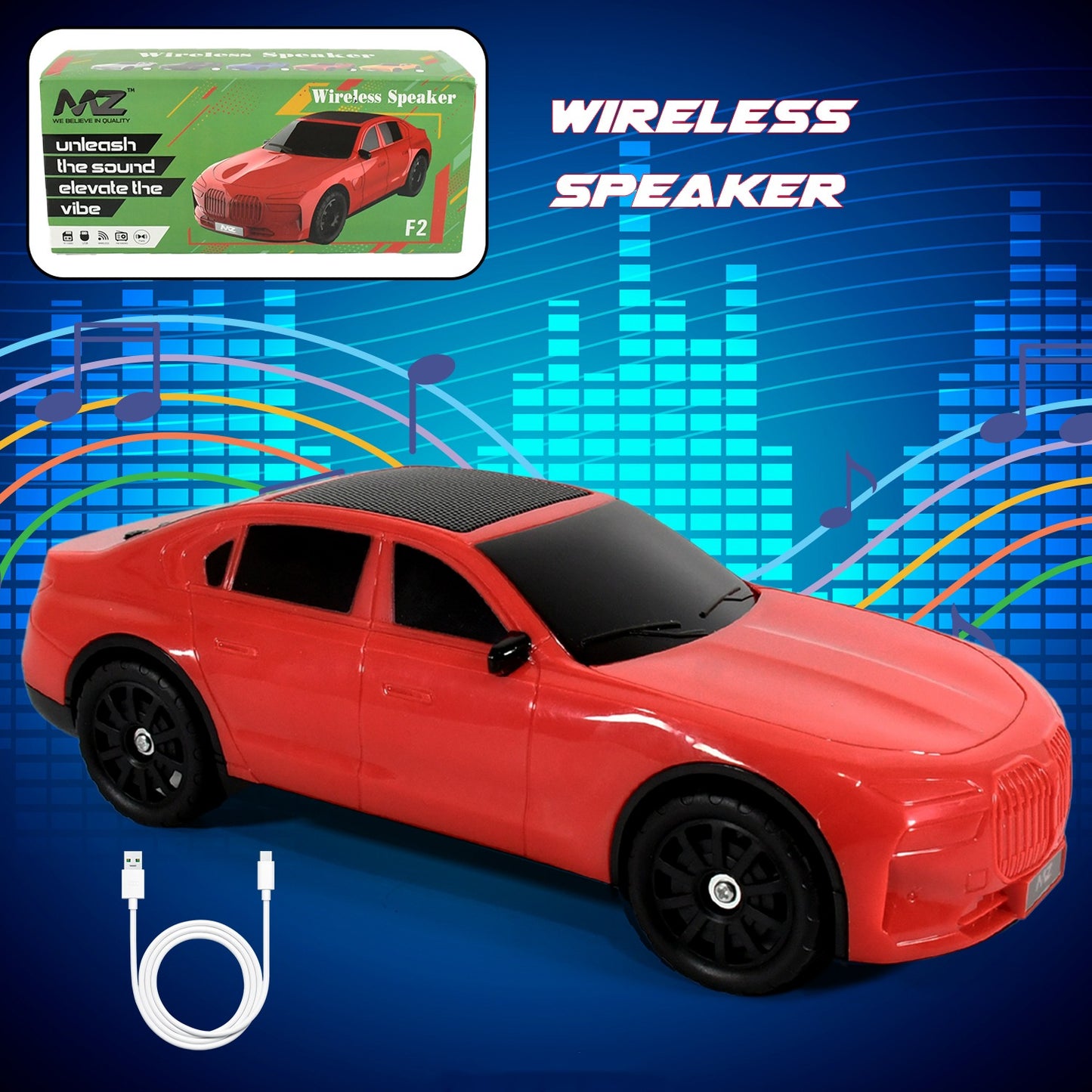 wireless bluetooth speaker portable car shape 567g pack of 1