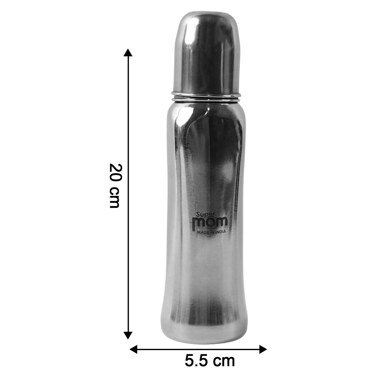 stainless steel feeding bottle 250ml with silicone nipple pack of 1