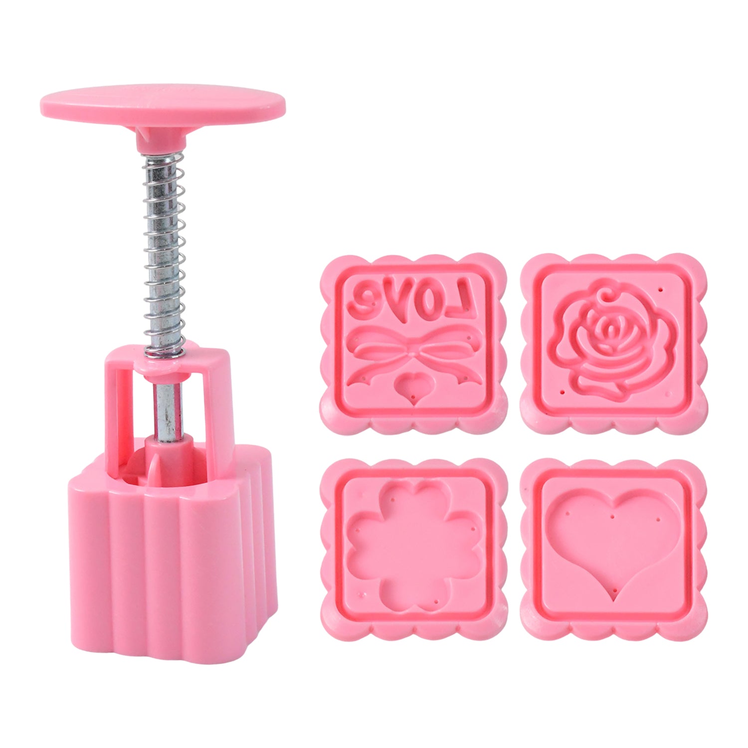 cookie biscuit stamp mold set with press handle food-grade plastic