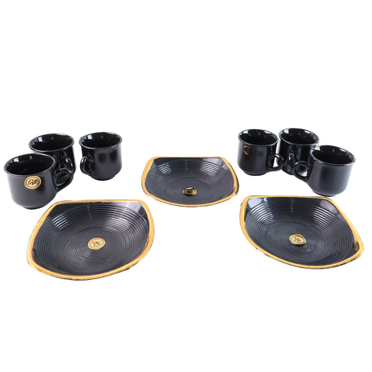 ceramic tea cup set with seashell shaped serving bowl pack of 8