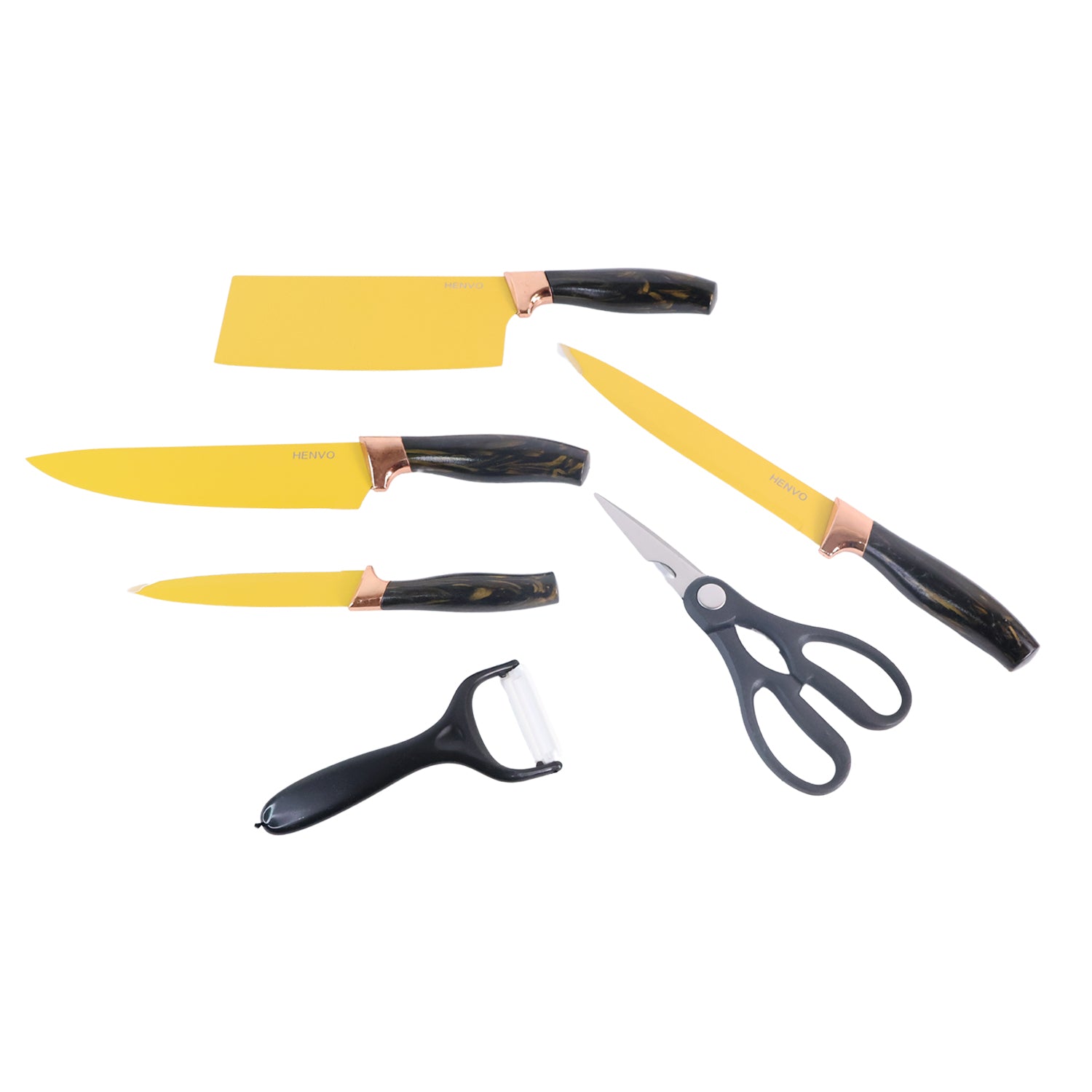 kitchen knife set pack of 6 with stainless steel blades and ergonomic handles