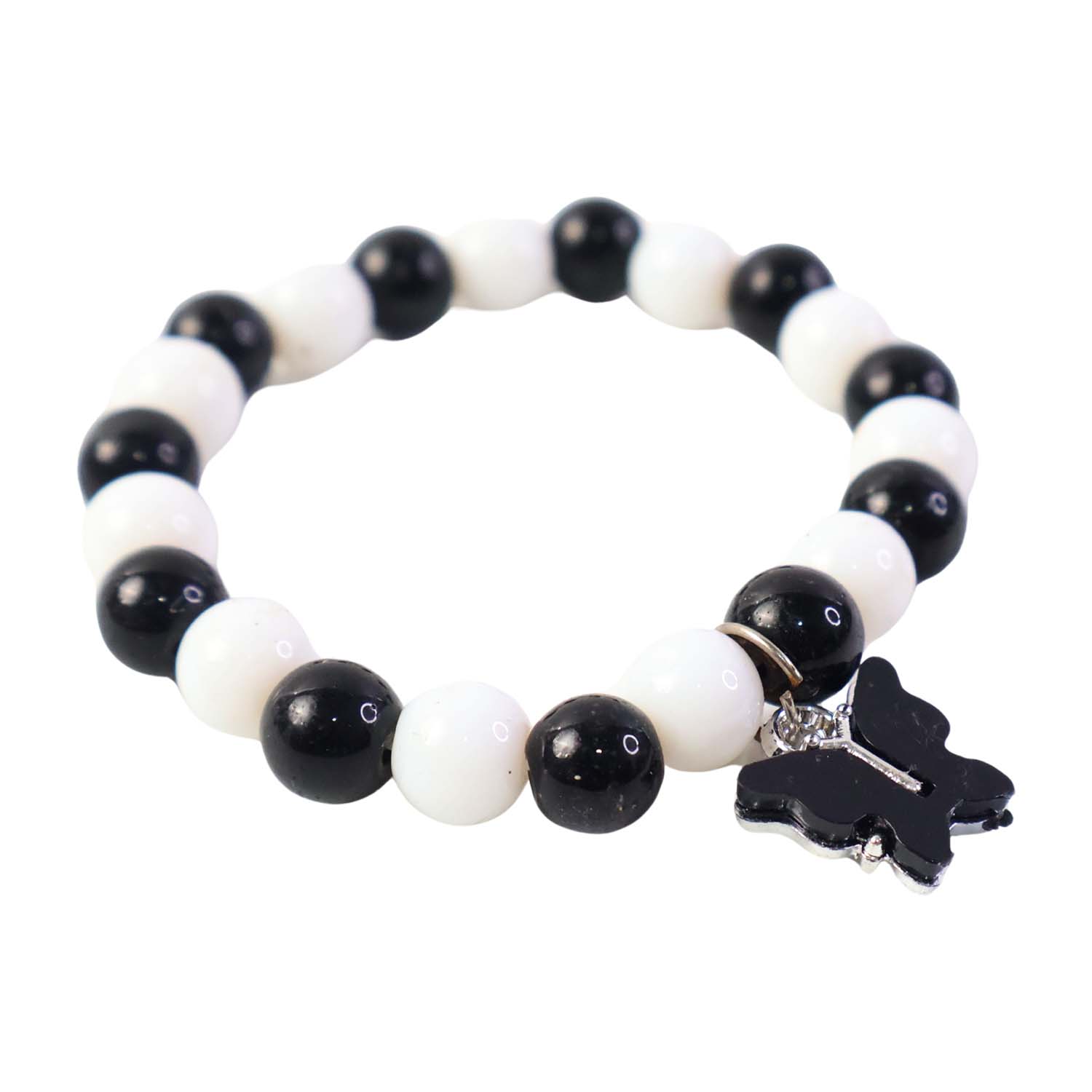 black and white beaded bracelet with cross pendant pack of 1