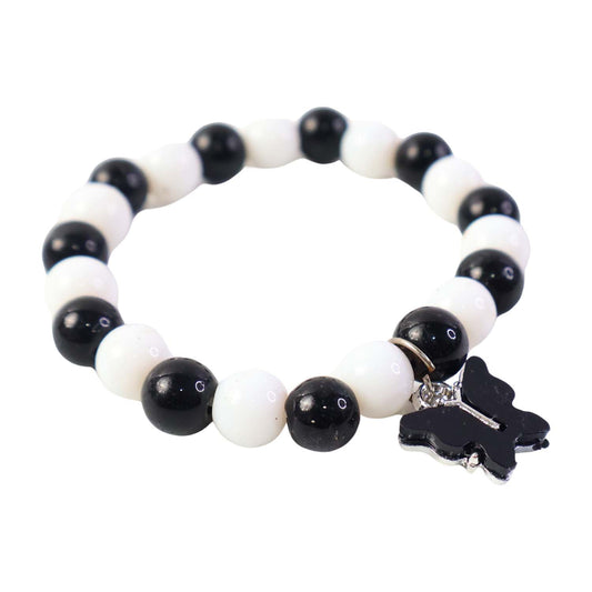 black and white beaded bracelet with cross pendant pack of 1