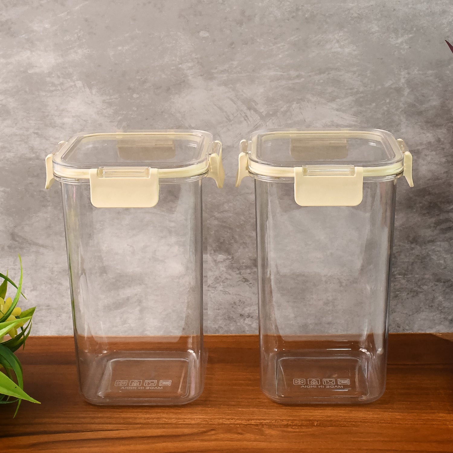 airtight kitchen storage container set 1400 ml plastic pack of 2