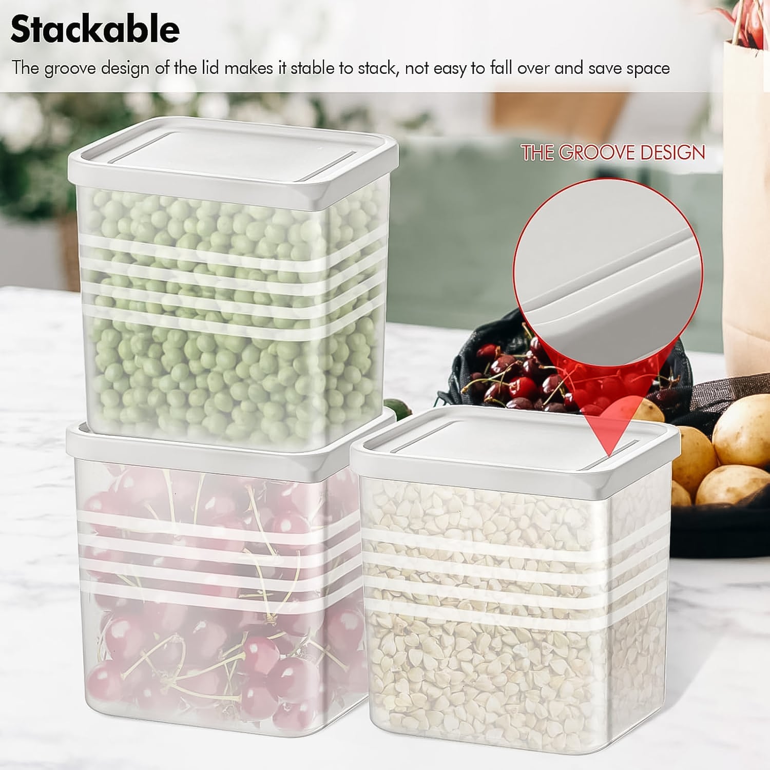 plastic food storage container set 6 pcs with airtight lids