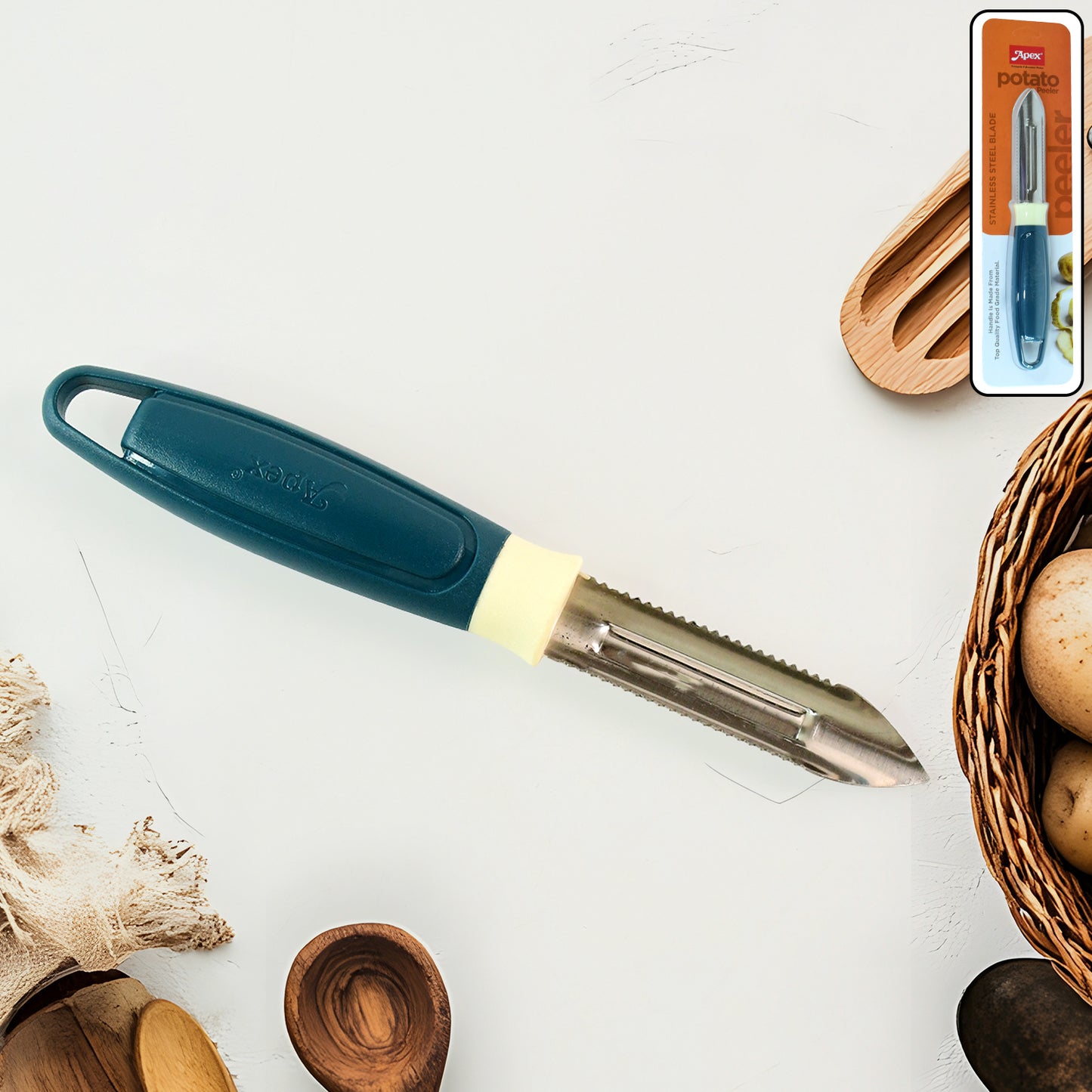 potato peeler with stainless steel blade ergonomic handle 26 cm