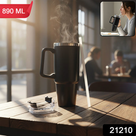 890 Ml Large Capacity Insulated Travel Mug Black Color (1 Pc)