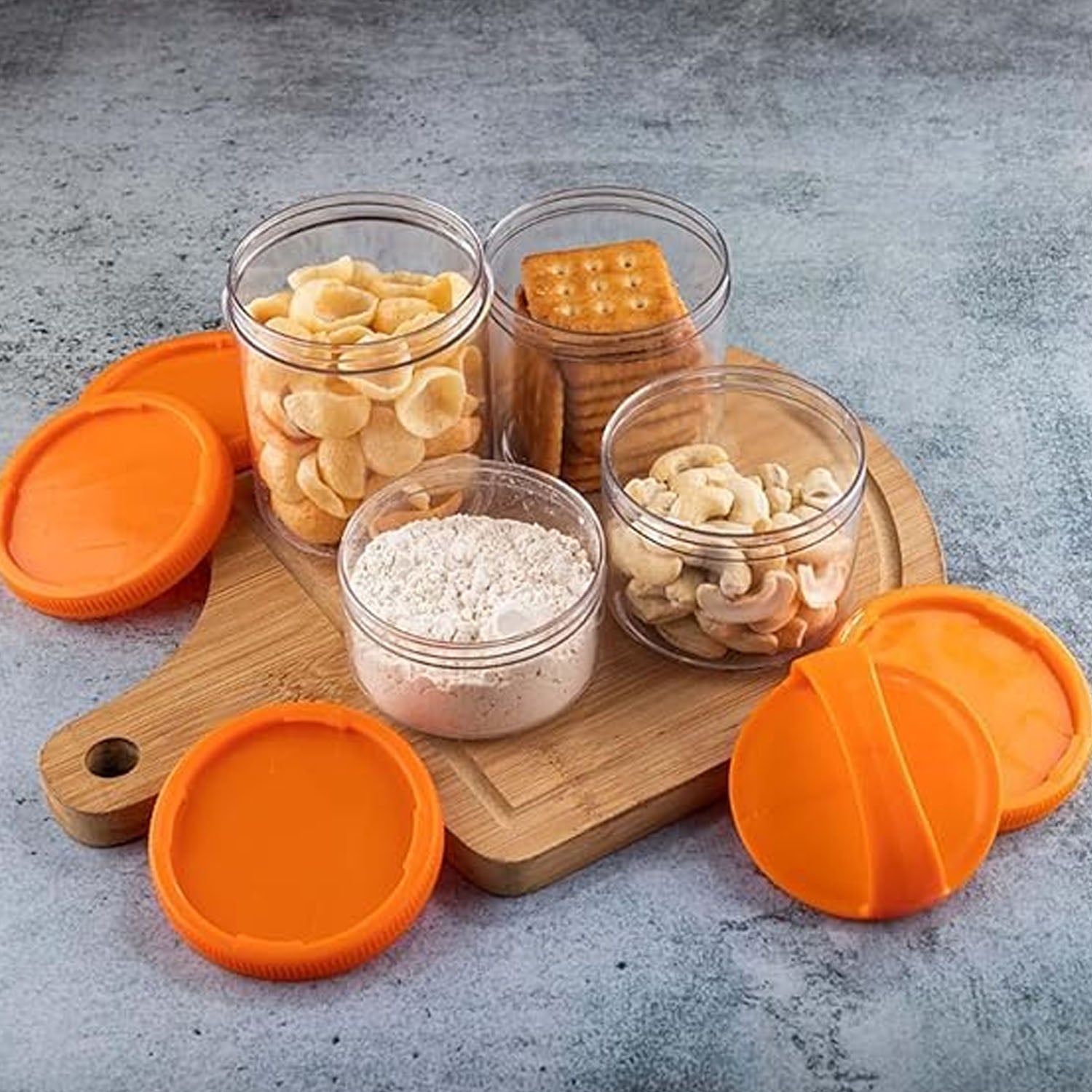 4-in-1 stackable dry fruit storage container set with airtight lids