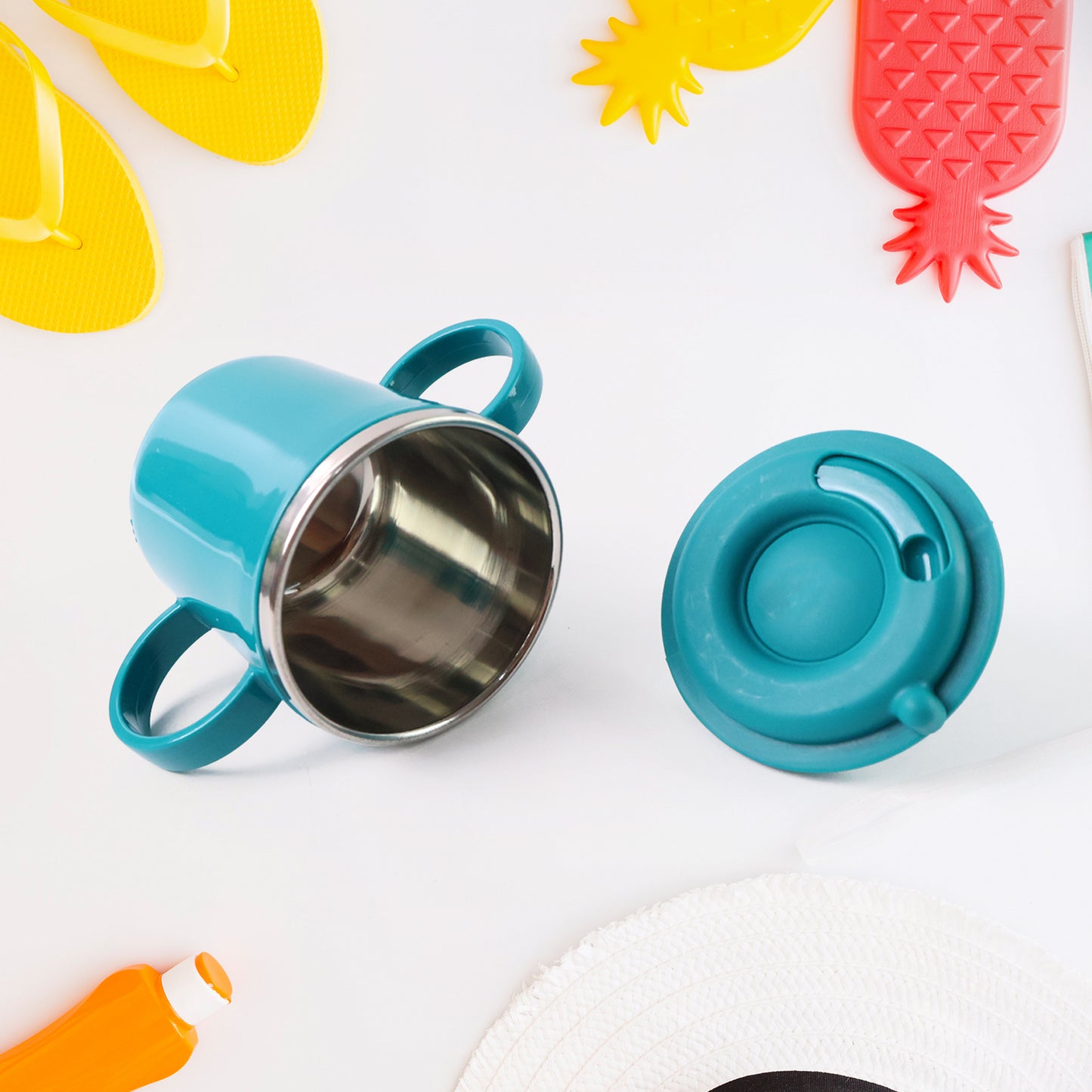 kids sipper mug 300ml with straw and dual handles