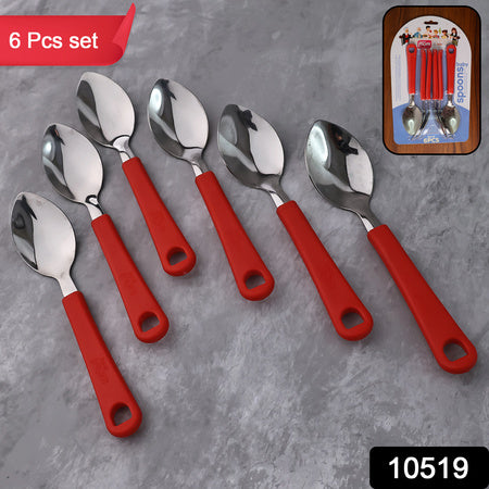 baby feeding spoon set pack of 6 with stainless steel heads and plastic handles