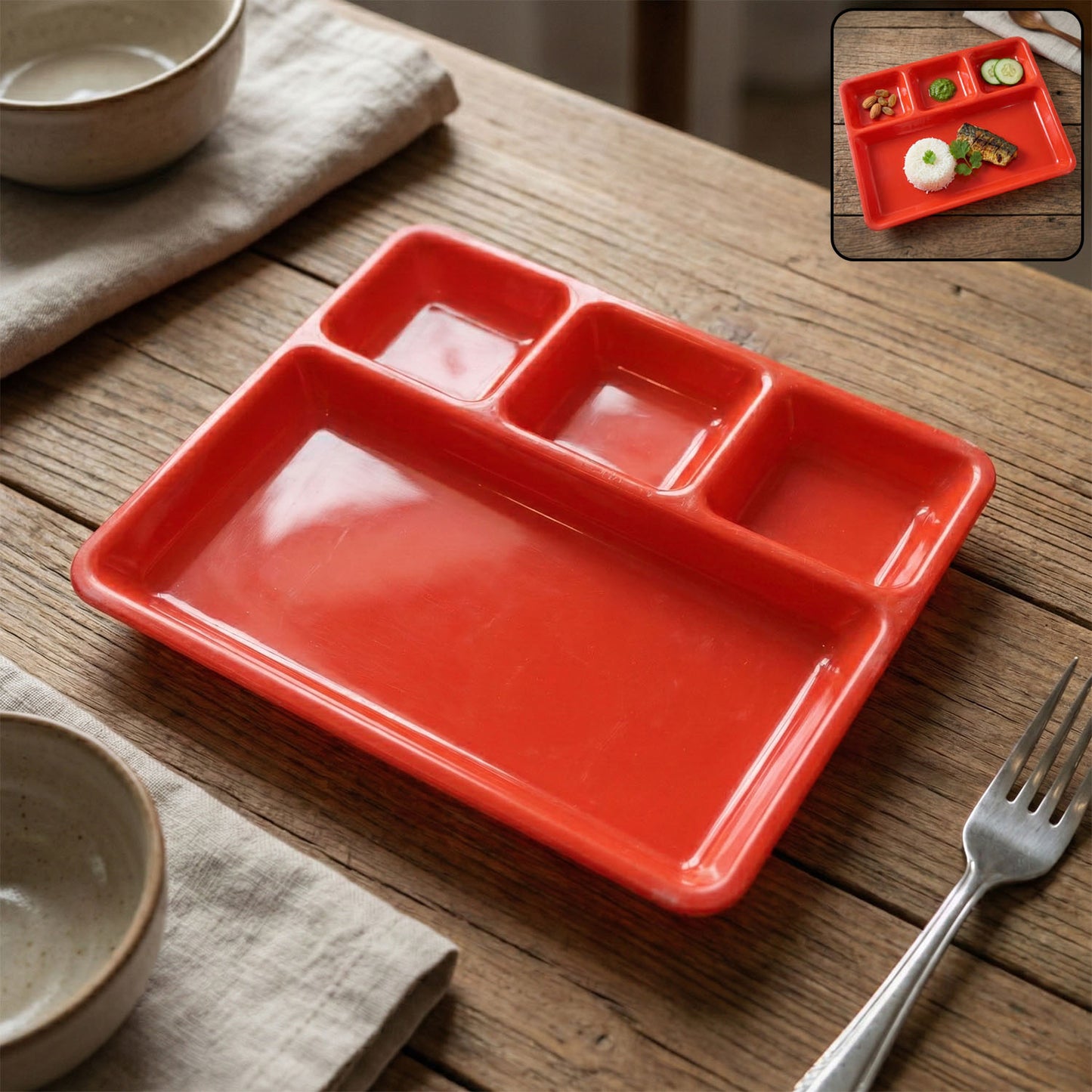 32  25 Cm Multipurpose Compartment Serving Tray (1 Pc)