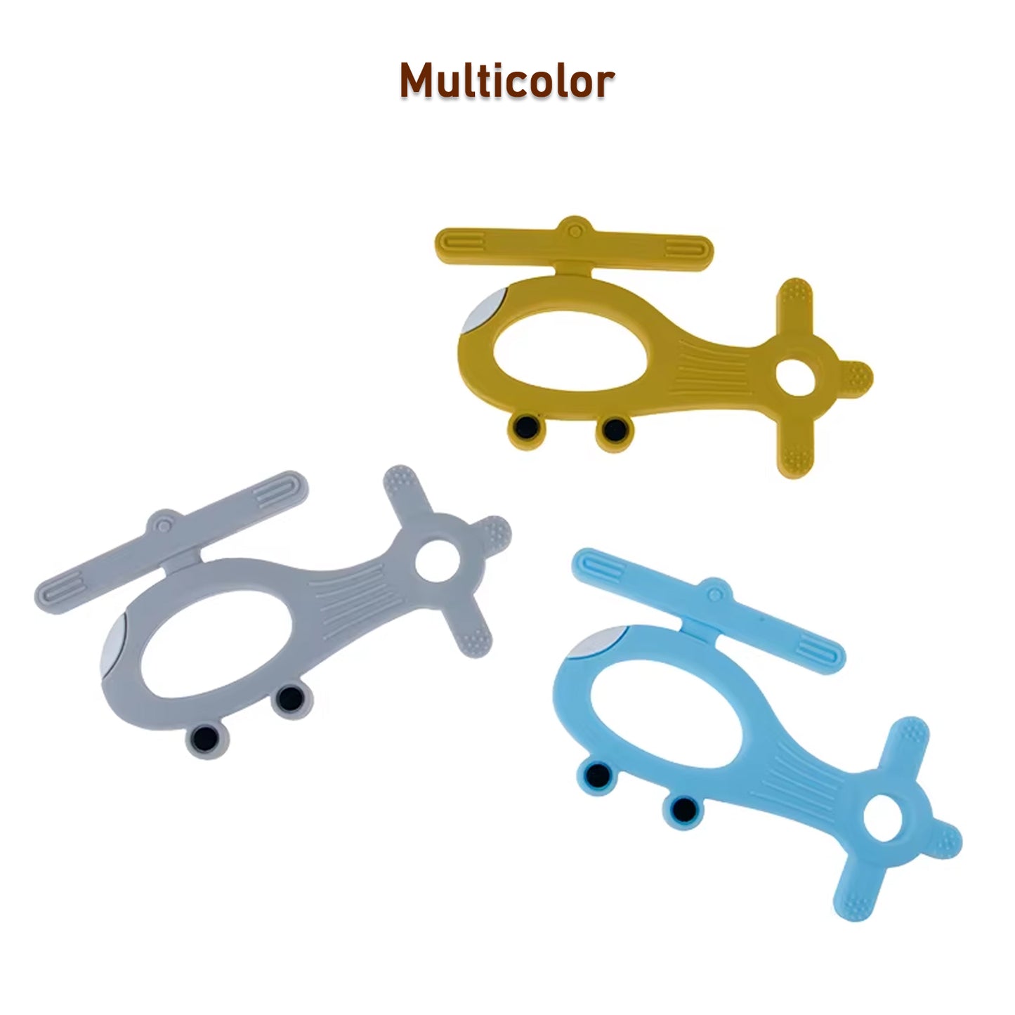 silicone helicopter shape teether for baby 17 cm pack of 1