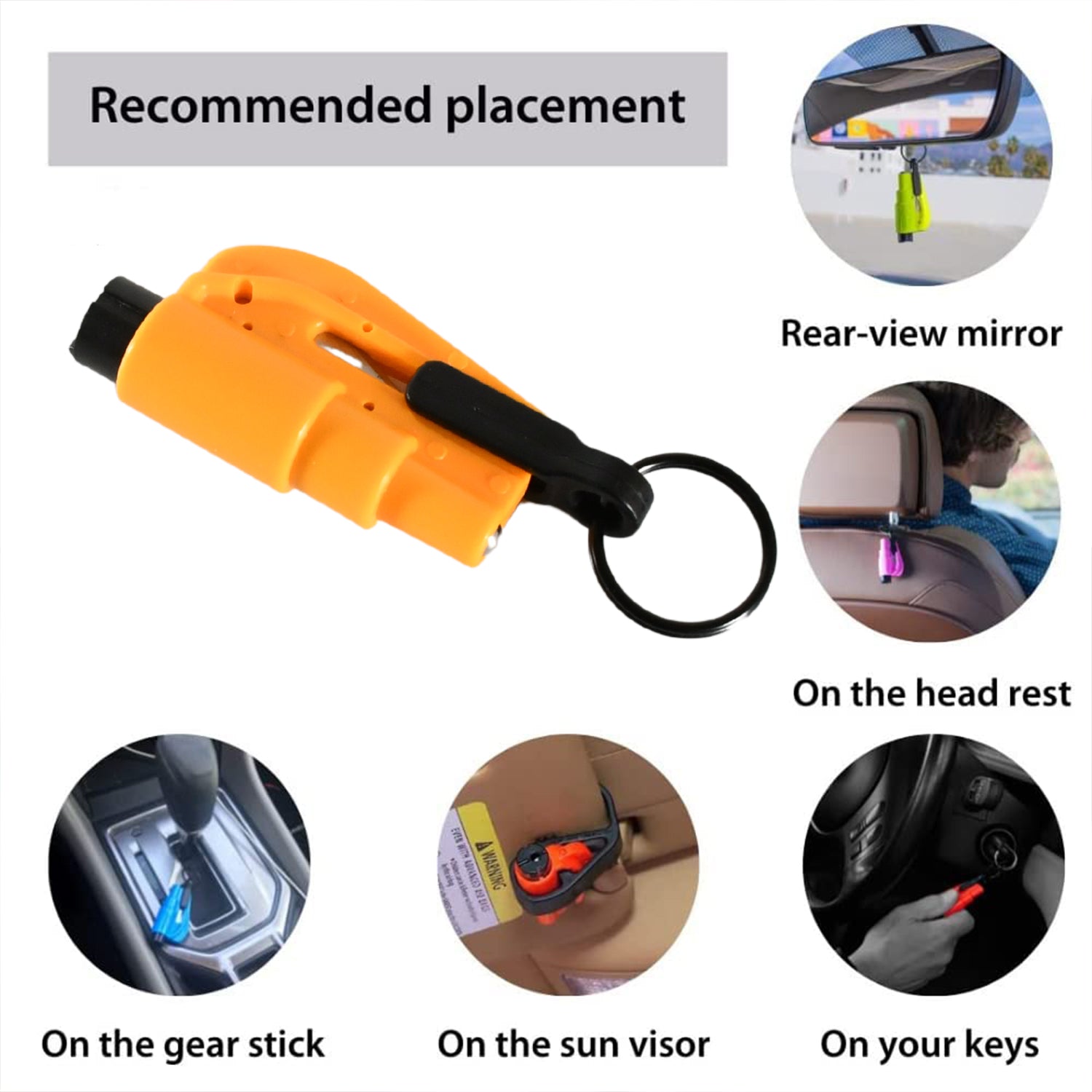 stainless steel emergency safety cutter with key chain for car pack of 1
