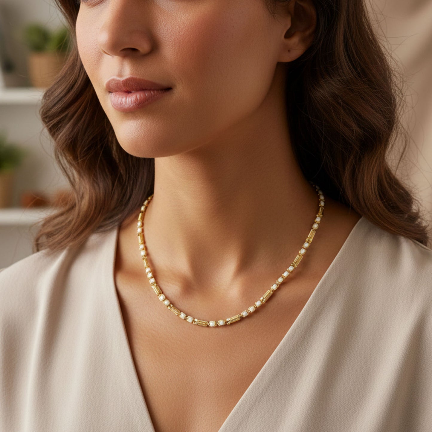 gold-tone metal chain necklace 28 cm pack of 1