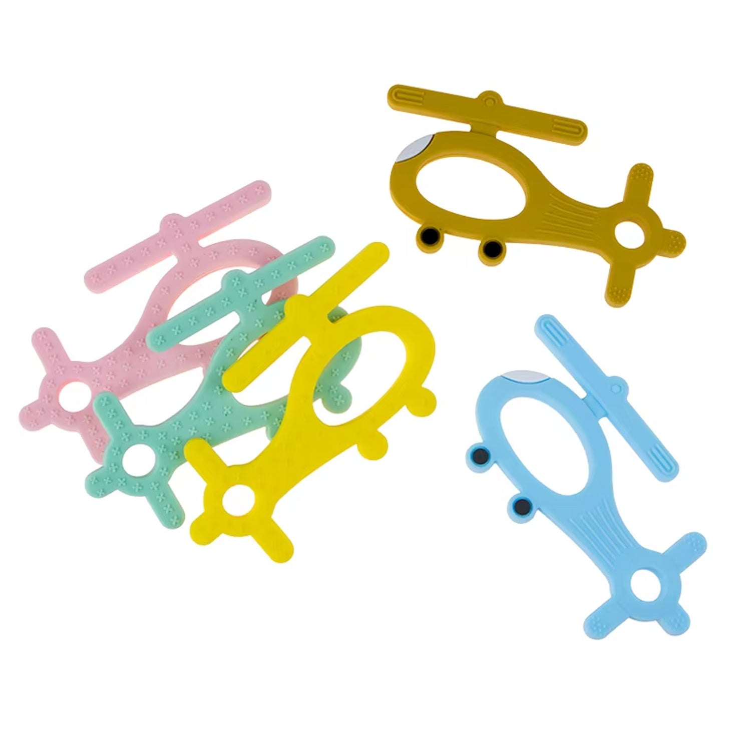 silicone helicopter shape teether for baby 17 cm pack of 1
