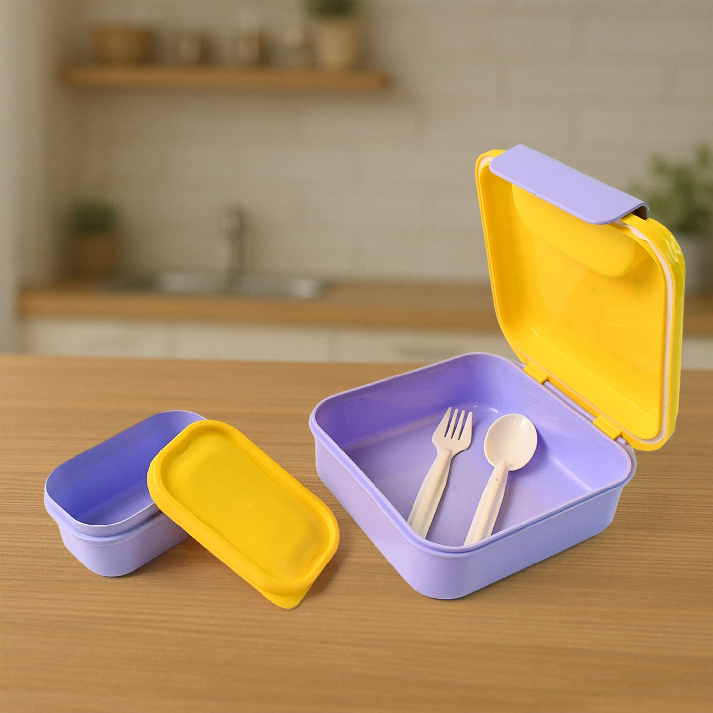 lunch box set with small inner container 15 cm for kids