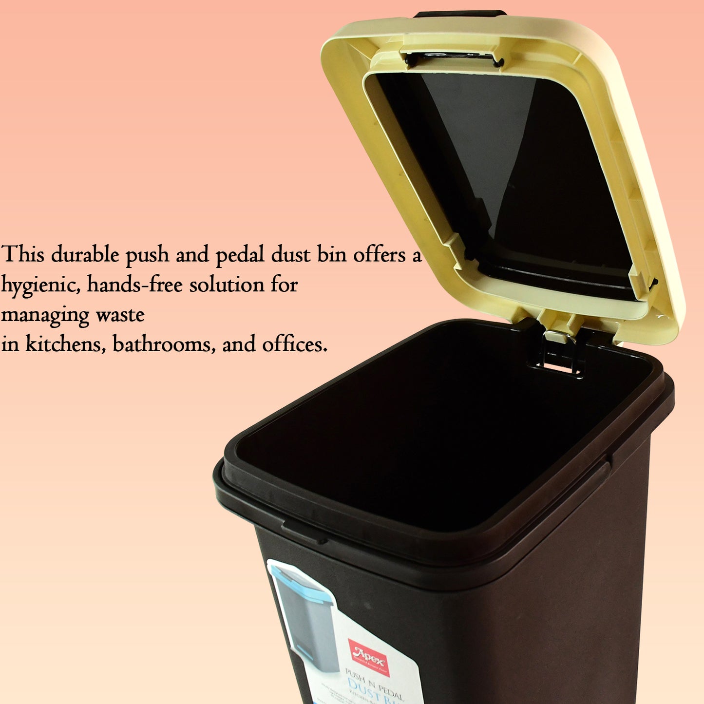 push n pedal plastic dustbin 10l capacity