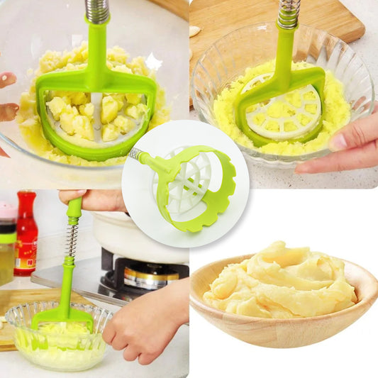 plastic manual mashed potato masher with stainless steel spring design 31 cm